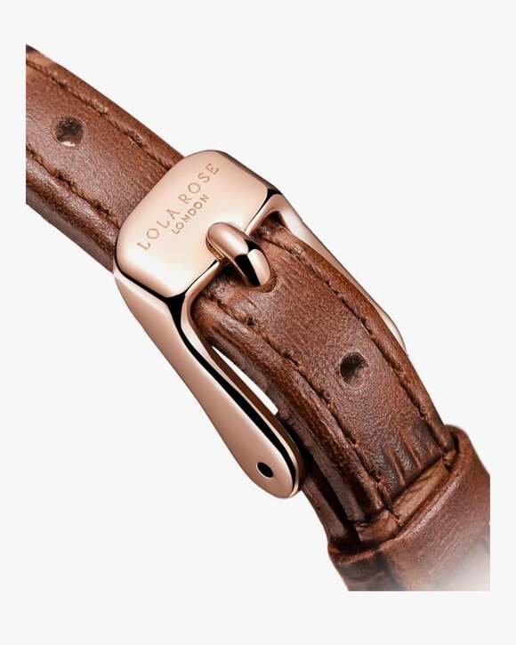 Lola Rose London Women's Dainty Square Mother of Pearl Watch with Brown Leather - Picture 7 of 7